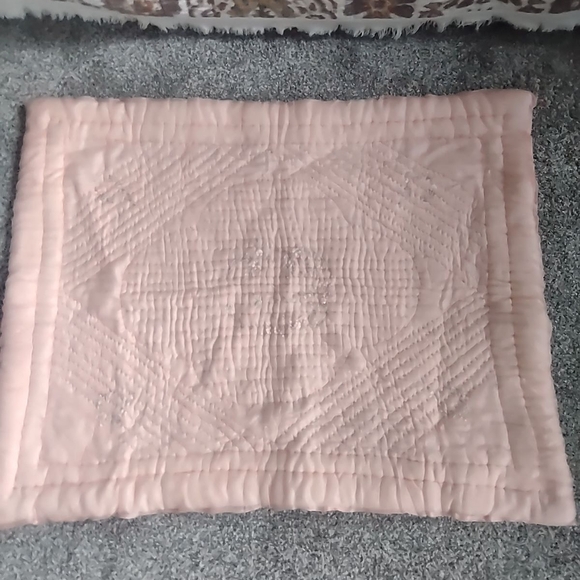 Antique 1920s Hollywood Era Satin Baby Girl Quilted Blanket.